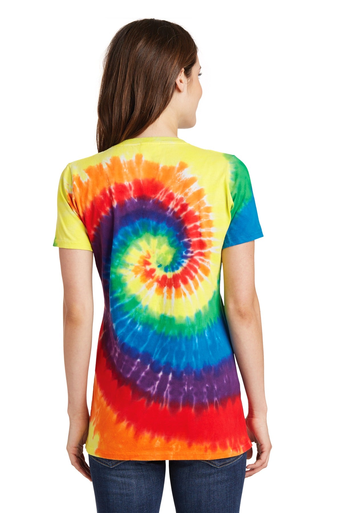 Rainbow Port & Co Women's Tie-Dye V-Neck Tee. LPC147V plain