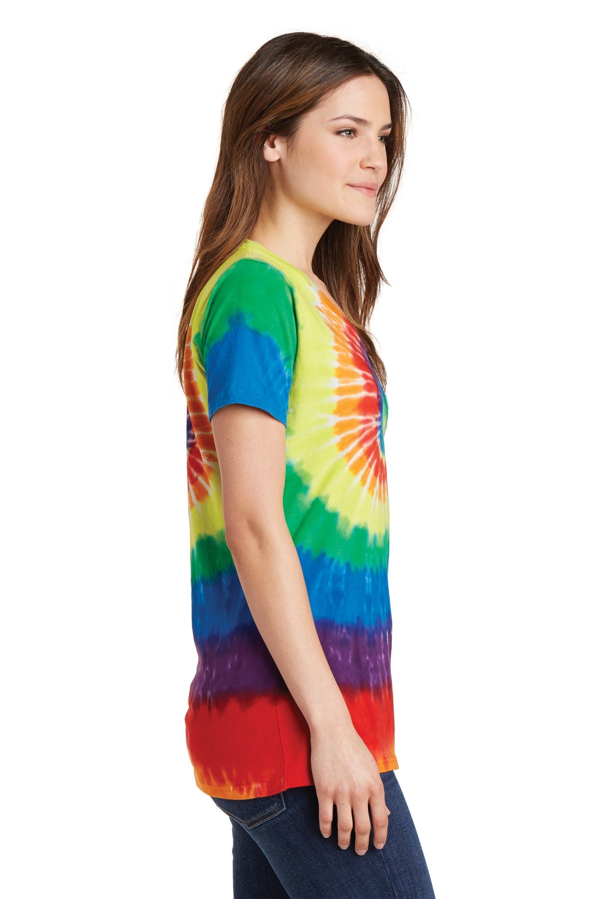 Rainbow Port & Co Women's Tie-Dye V-Neck Tee. LPC147V