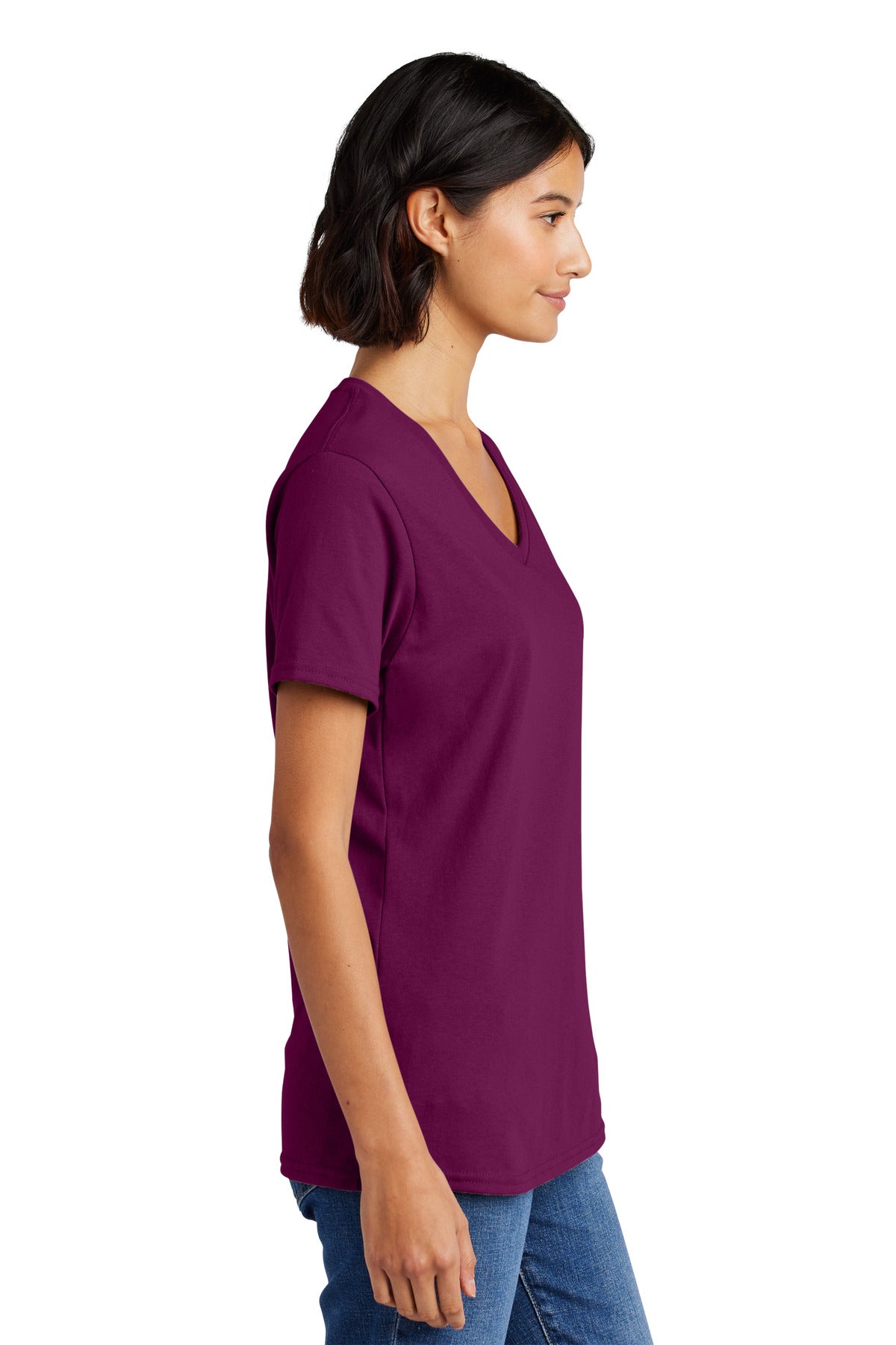Raspberry Port & Co Women's Core Cotton V-Neck Tee. LPC54V plain