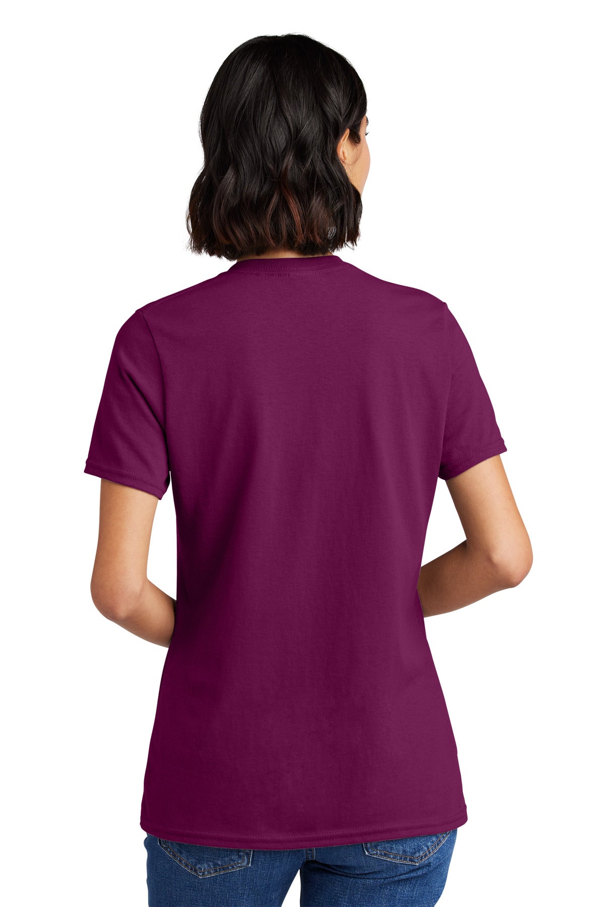 Raspberry Port & Co Women's Core Cotton V-Neck Tee. LPC54V plain