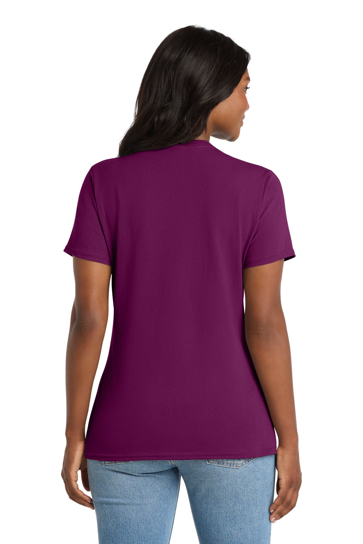 Raspberry Port & Co Women's Core Cotton V-Neck Tee. LPC54V plain