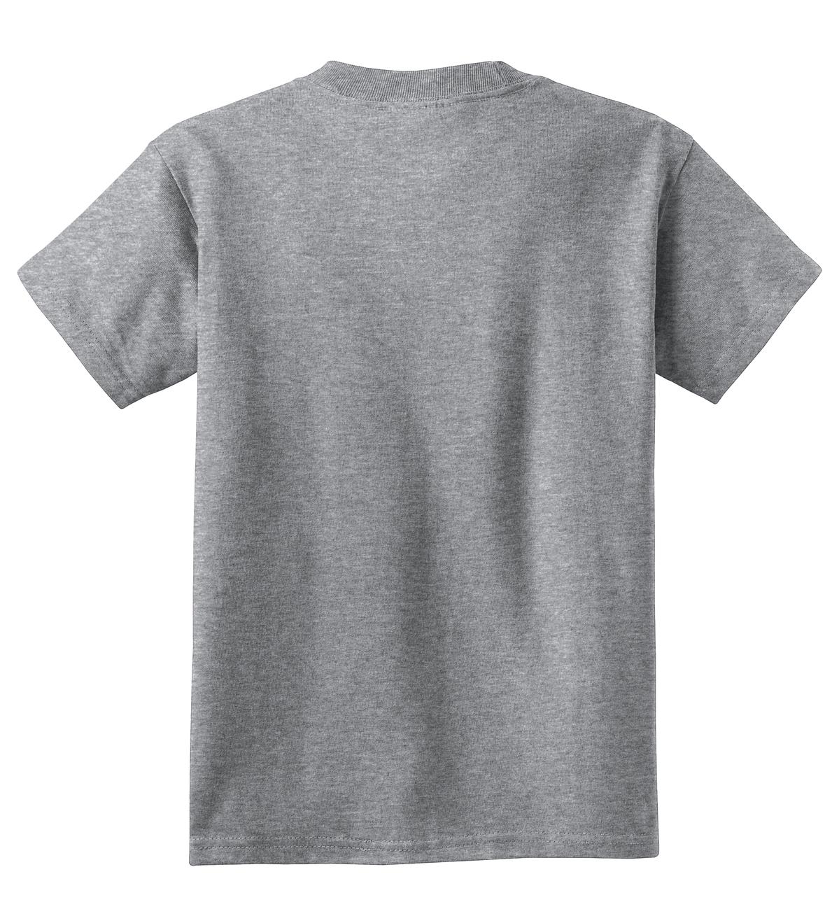 Rear View of Ath Heather Port & Co Youth Core Cotton Tee. PC54Y plain