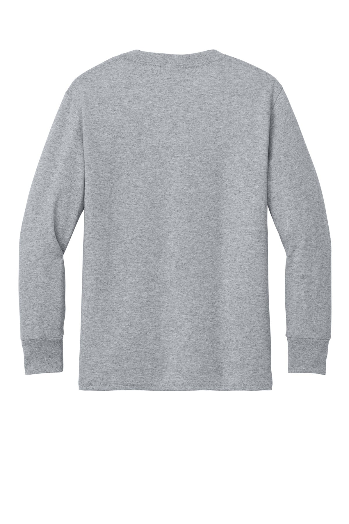 Rear View of Athl Heather Port & Co Youth Long Sleeve Core Cotton Tee. PC54YLS plain