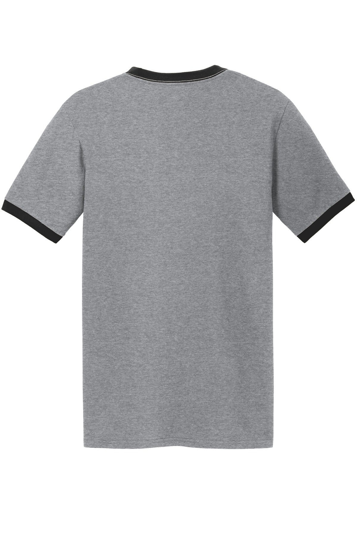 Rear View of Athl He/Jet Bk Port & Co Core Cotton Ringer Tee. PC54R plain