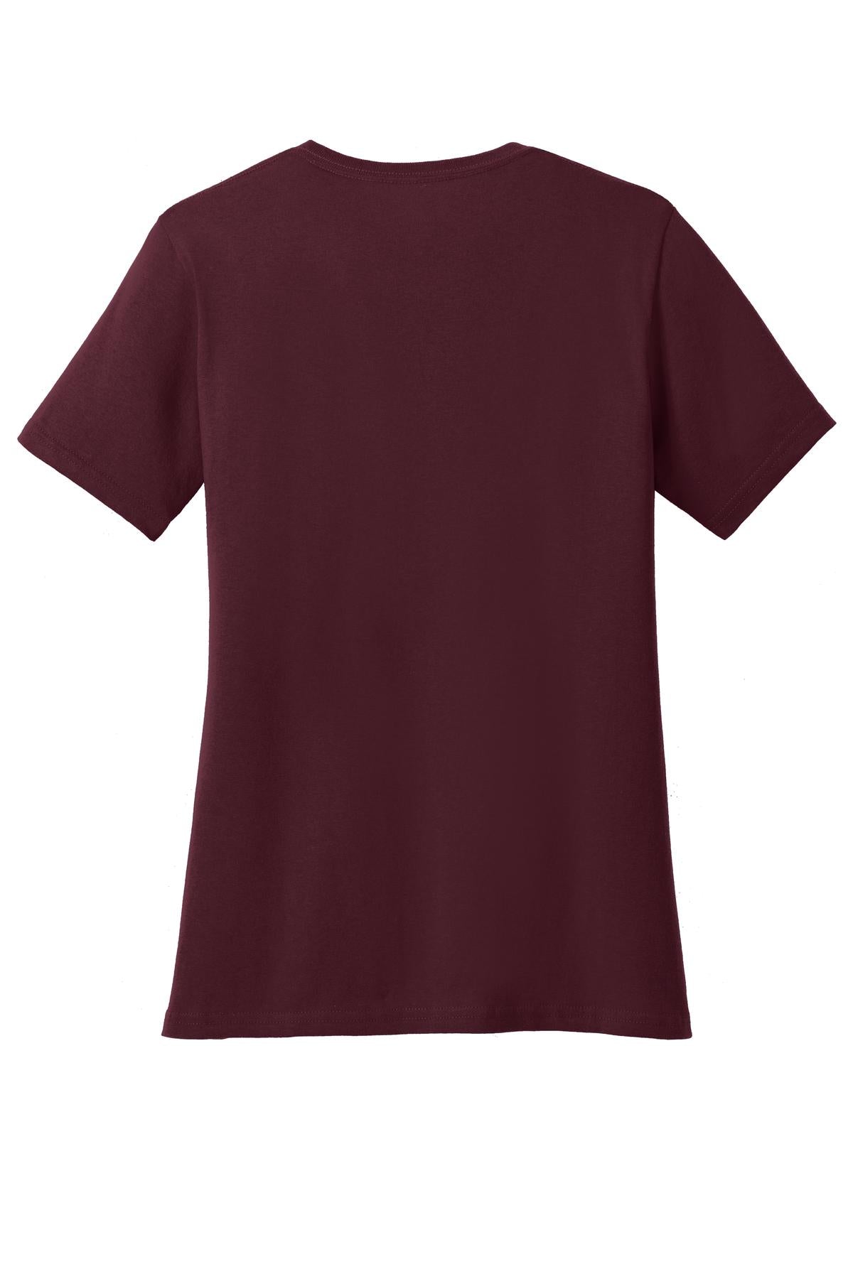 Rear View of Athl Maroon Port & Co Women's Core Cotton Tee. LPC54 plain
