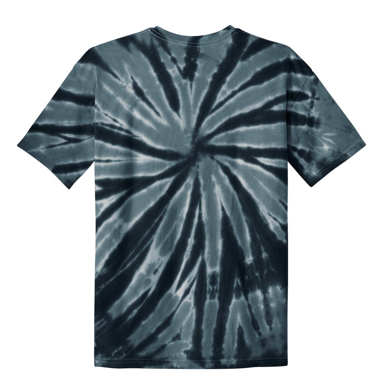 Rear View of Black Port & Co Tie-Dye Tee. PC147