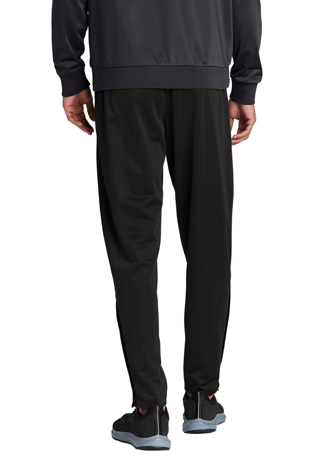 Rear View of Black Sport-Tek Tricot Track Jogger. PST95 plain
