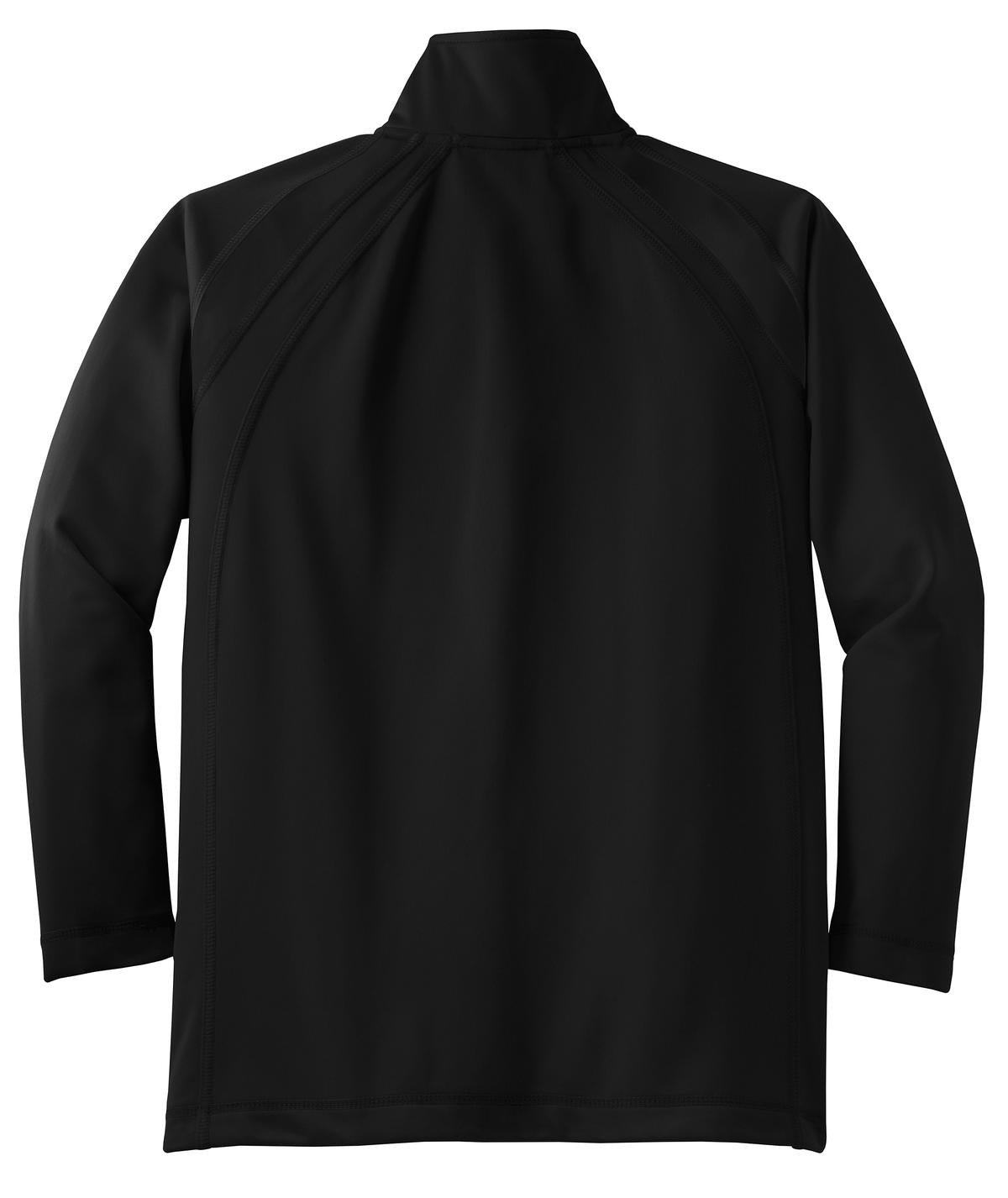 Rear View of Black/Black Sport-Tek Youth Tricot Track Jacket. YST90 plain