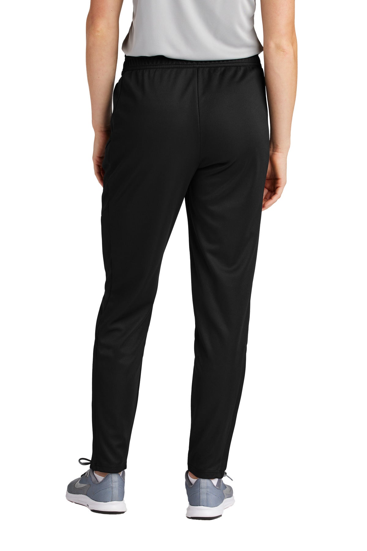 Rear View of Blk/Blk Sport-Tek Women's Travel Pant LPST800 plain