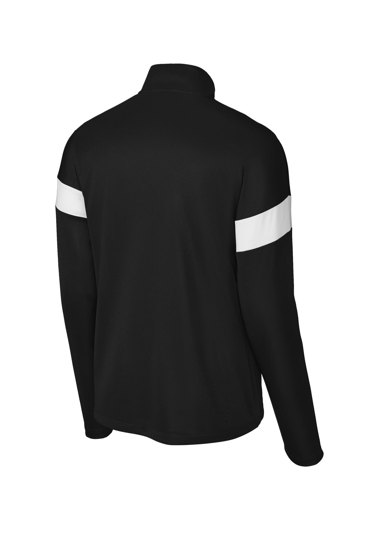 Rear View of Blk/White Sport-Tek Travel Full-Zip Jacket ST800 plain