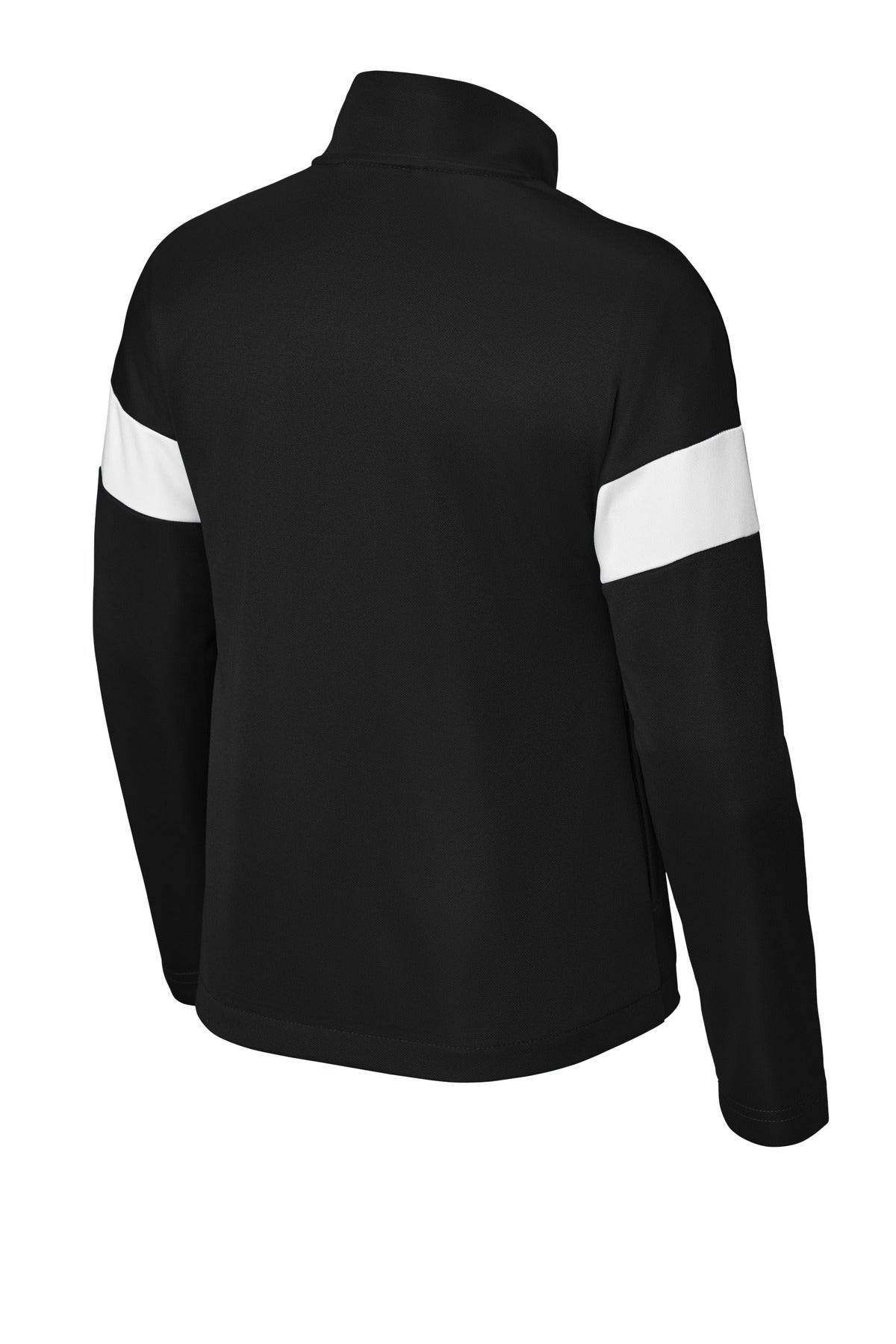Rear View of Blk/White Sport-Tek Youth Travel Full-Zip Jacket YST800 plain