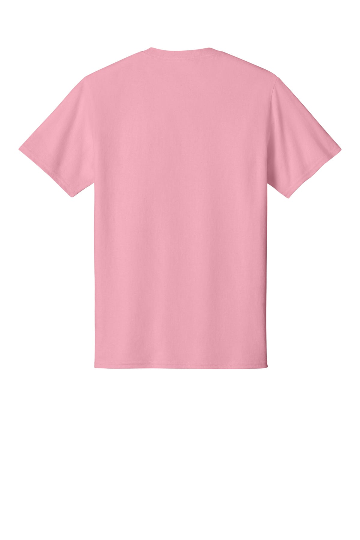 Rear View of Candy Pink Port & Co Core Cotton Tee. PC54 plain