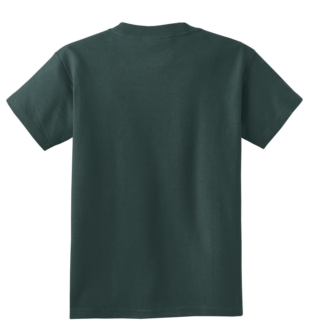 Rear View of Dark Green Port & Co Youth Core Cotton Tee. PC54Y plain