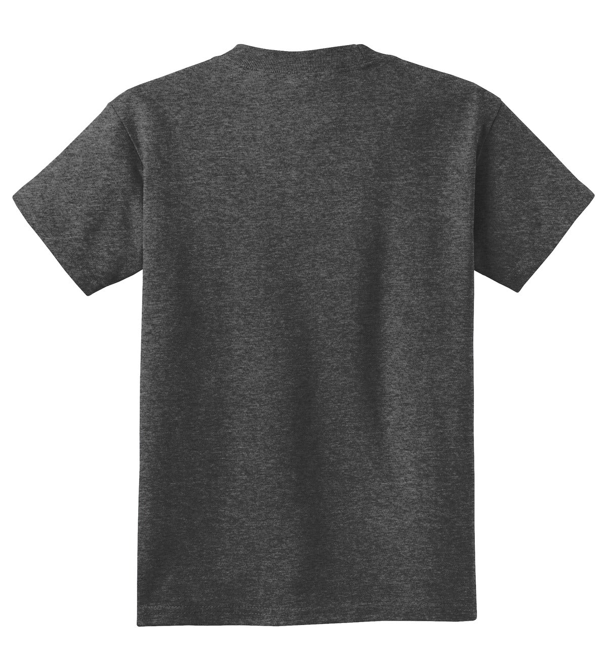 Rear View of Dark Hthr Grey Port & Co Youth Core Cotton Tee. PC54Y plain