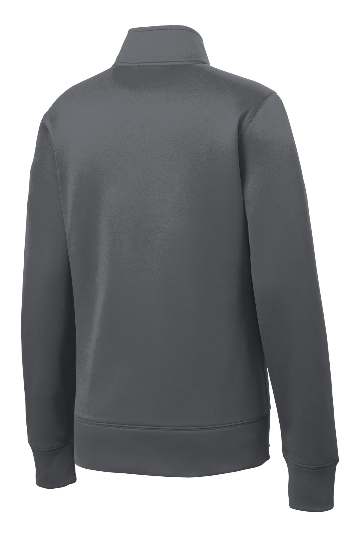 Rear View of Dark Smk Grey Sport-Tek Women's Sport-Wick Fleece Full-Zip Jacket. LST241 plain