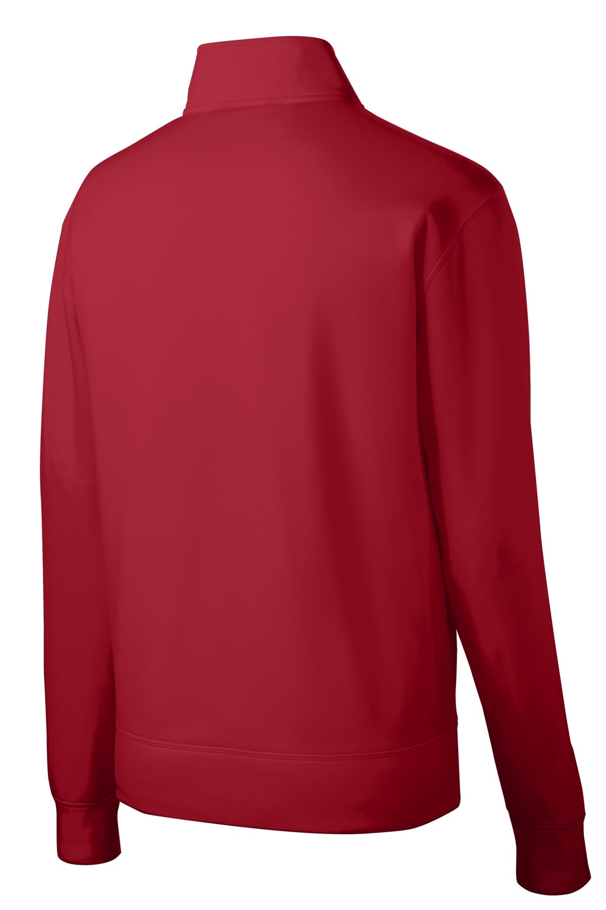 Rear View of Deep Red Sport-Tek Youth Sport-Wick Fleece Full-Zip Jacket. YST241 plain