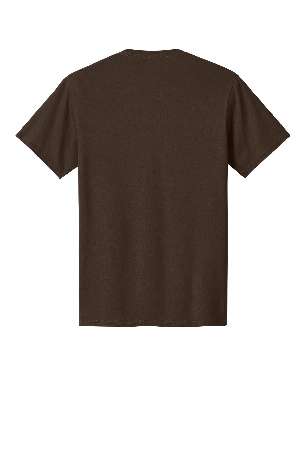 Rear View of Dk Choc Brown Port & Co Core Cotton Tee. PC54 plain