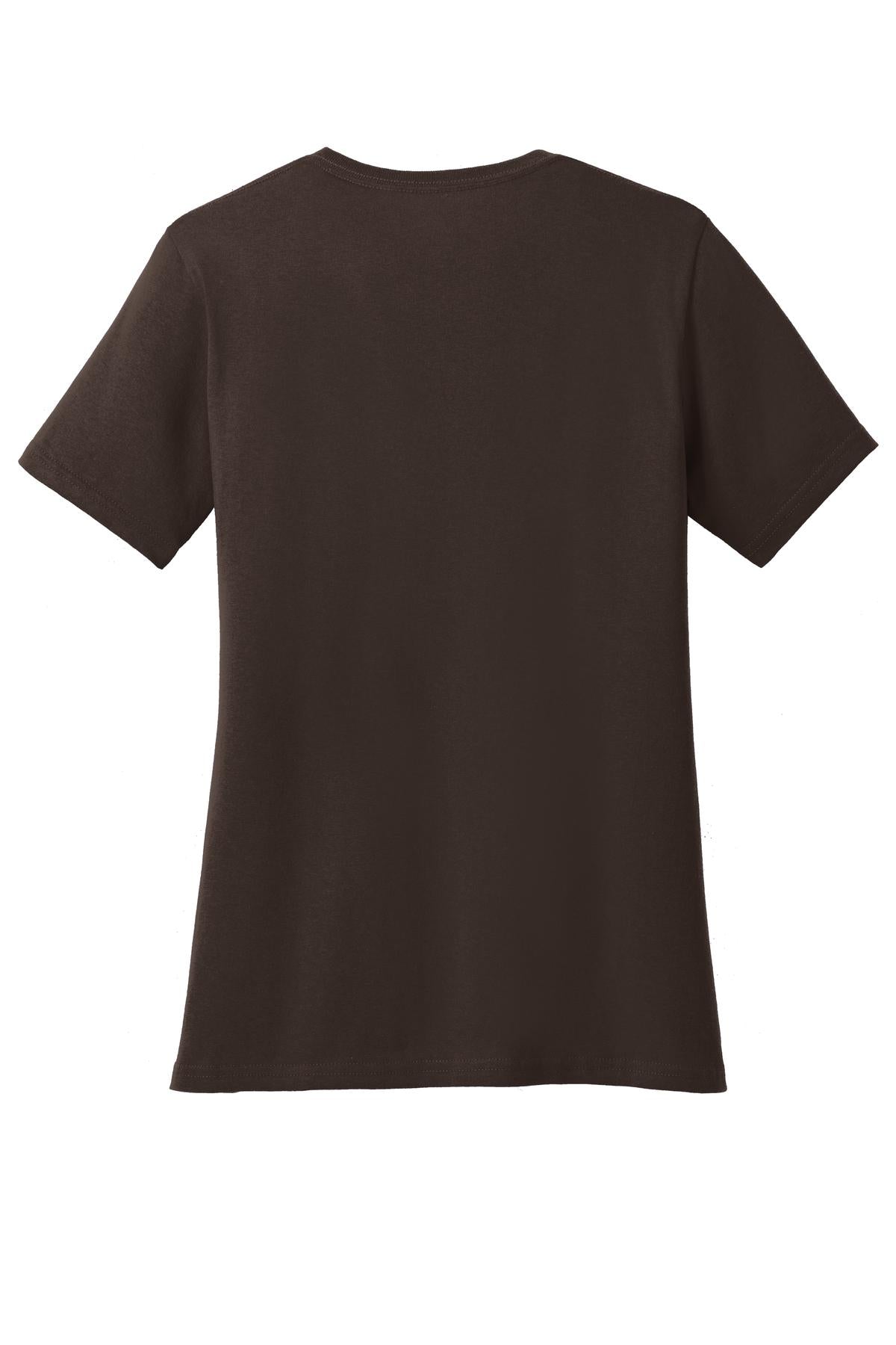 Rear View of Dk Choc Brown Port & Co Women's Core Cotton Tee. LPC54 plain