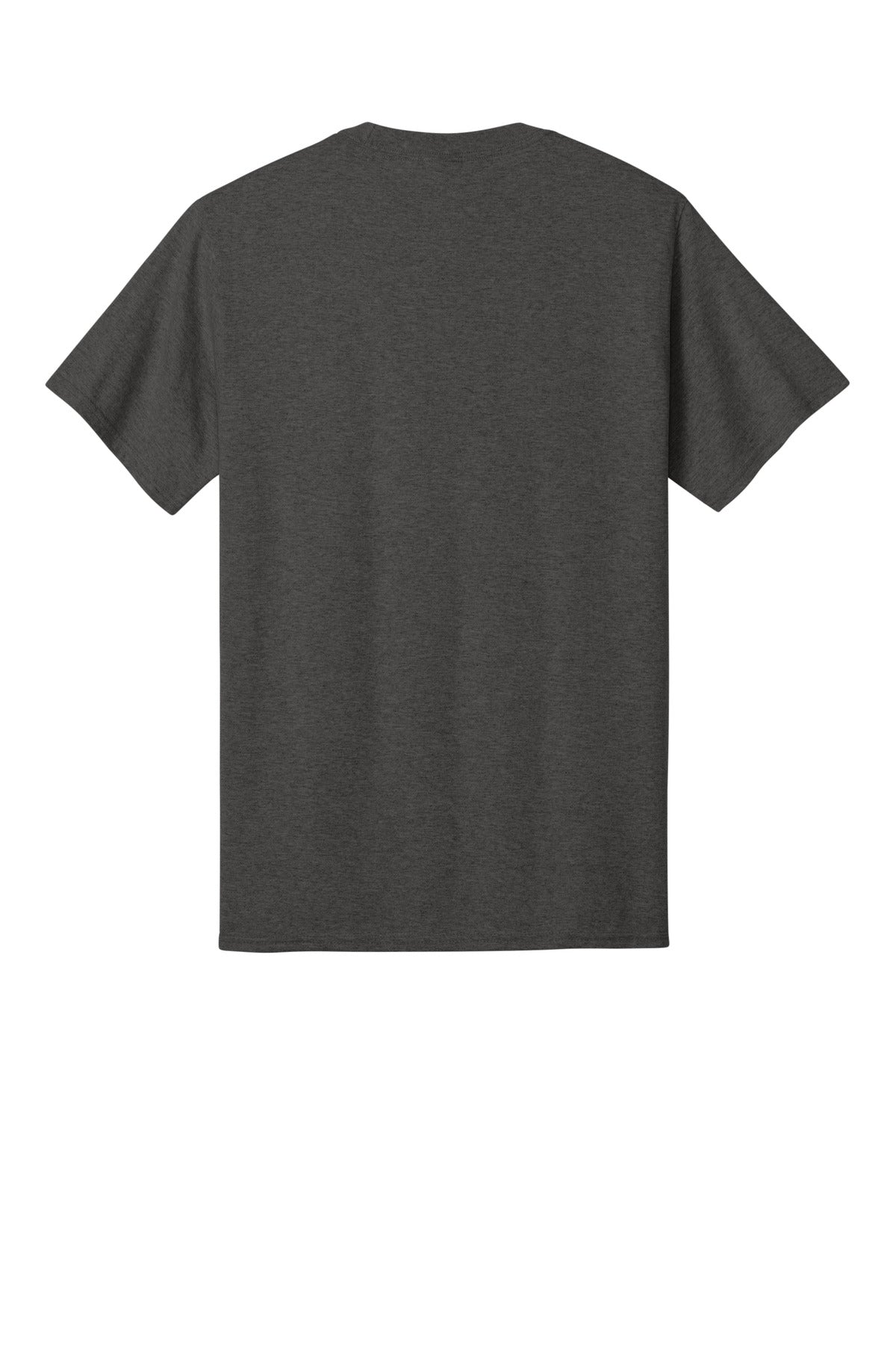 Rear View of Dk Hthr Grey Port & Co Core Cotton Tee. PC54 plain