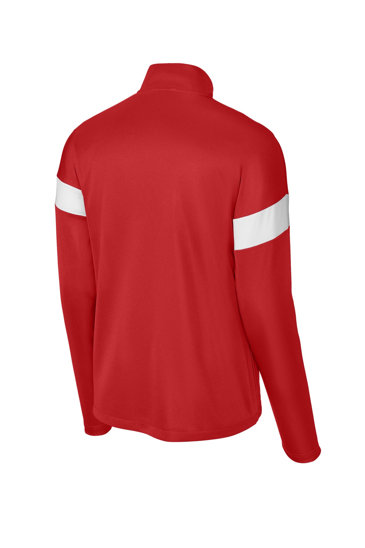 Rear View of DpRd/Wht Sport-Tek Travel Full-Zip Jacket ST800 plain