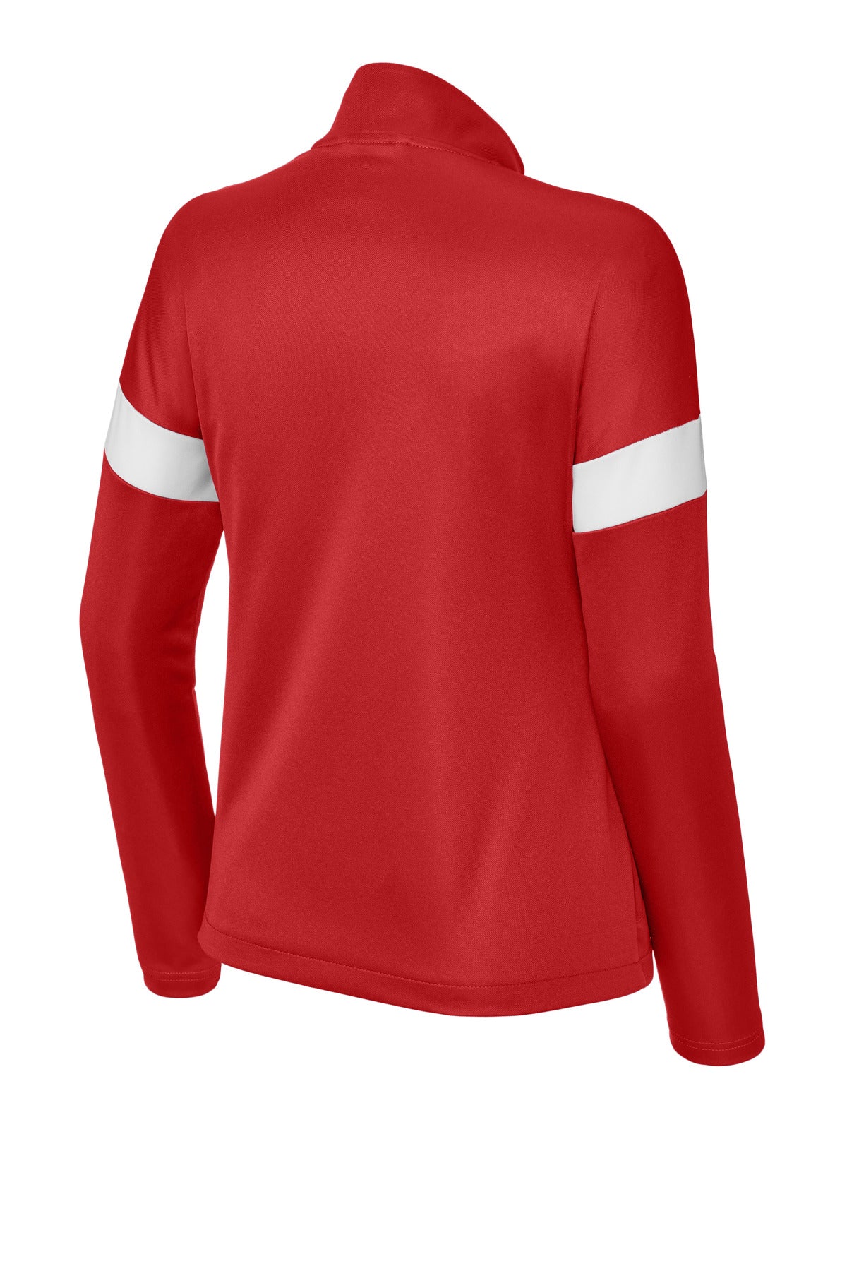Rear View of DpRd/Wht Sport-Tek Women's Travel Full-Zip Jacket LST800 plain