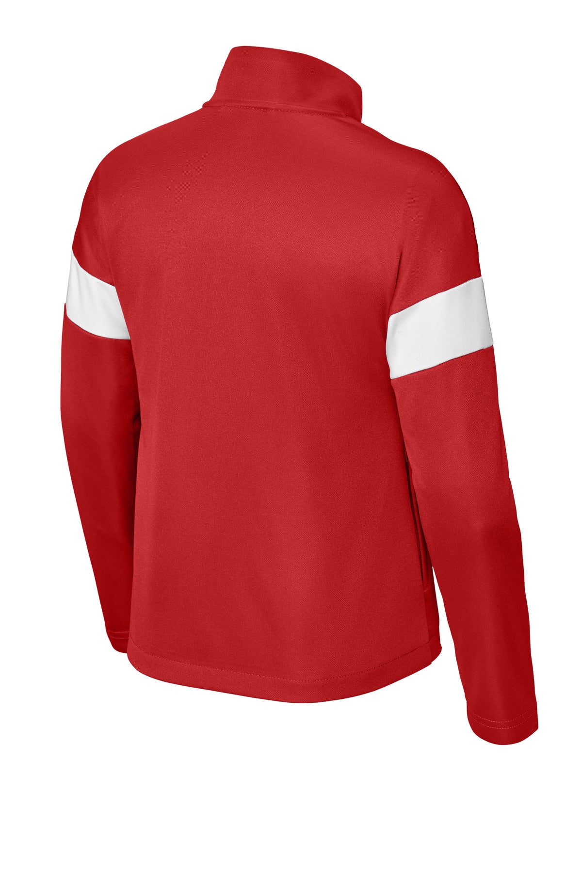 Rear View of DpRd/Wht Sport-Tek Youth Travel Full-Zip Jacket YST800 plain