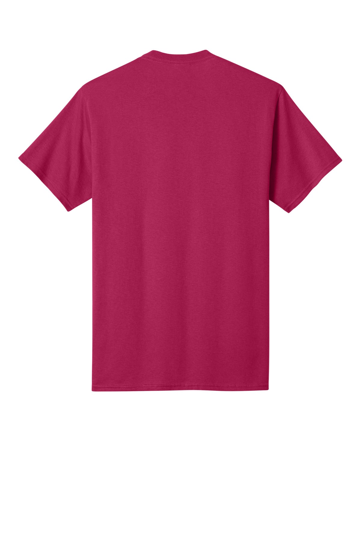 Rear View of FlushPink Port & Co Core Cotton Tee. PC54 plain