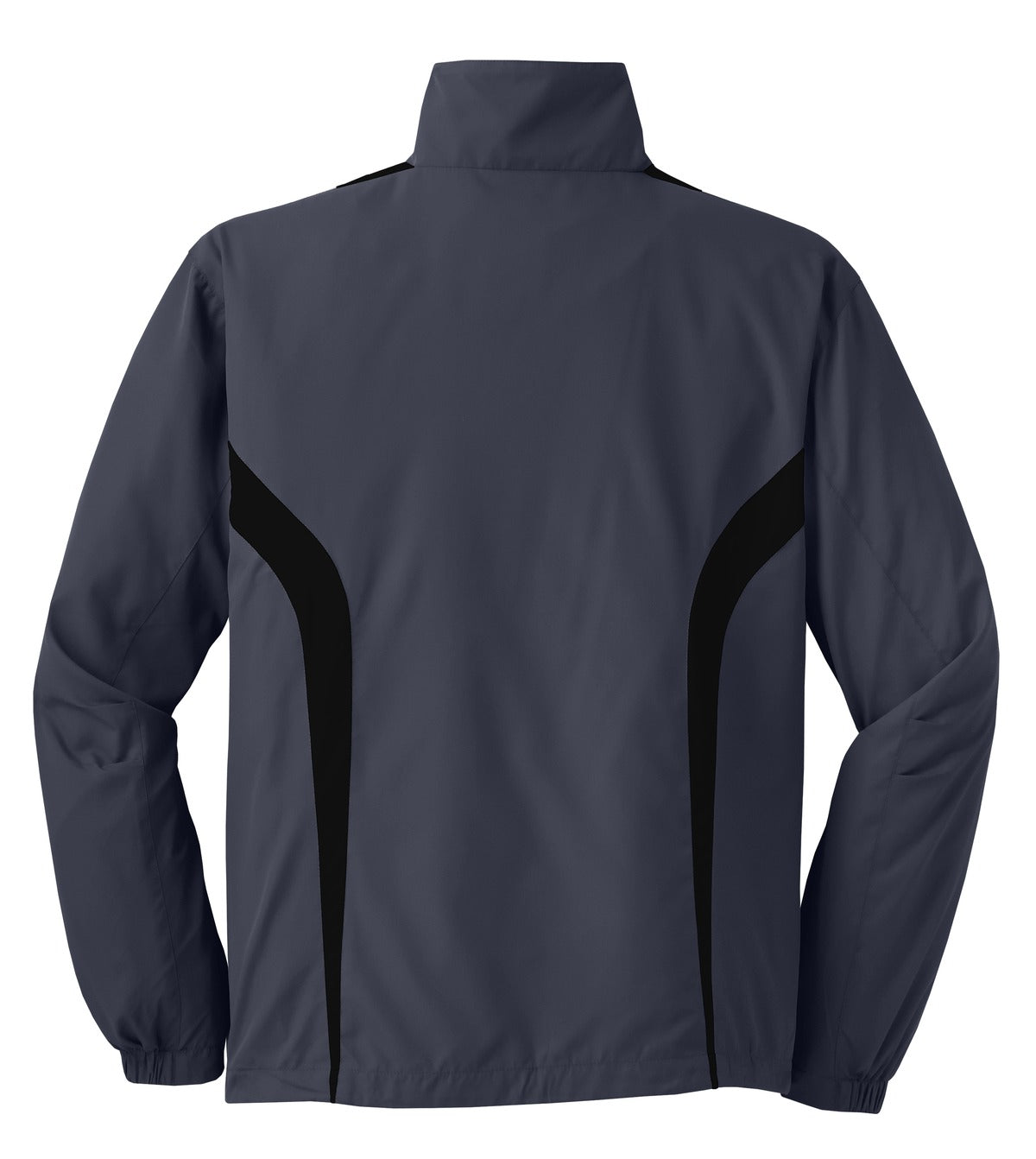 Rear View of Graph Grey/Blk Sport-Tek Colorblock Raglan Jacket. JST60 plain