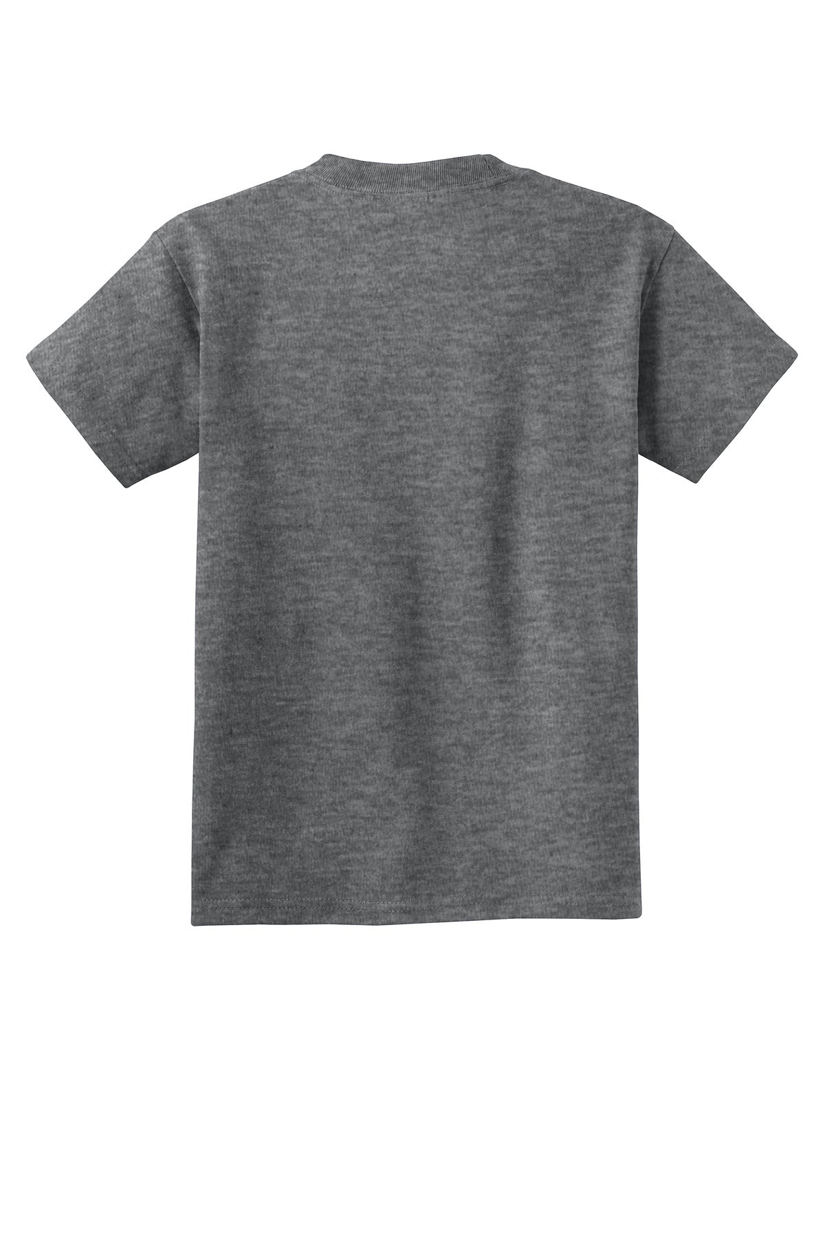 Rear View of Graphite Hthr Port & Co Youth Core Cotton Tee. PC54Y plain