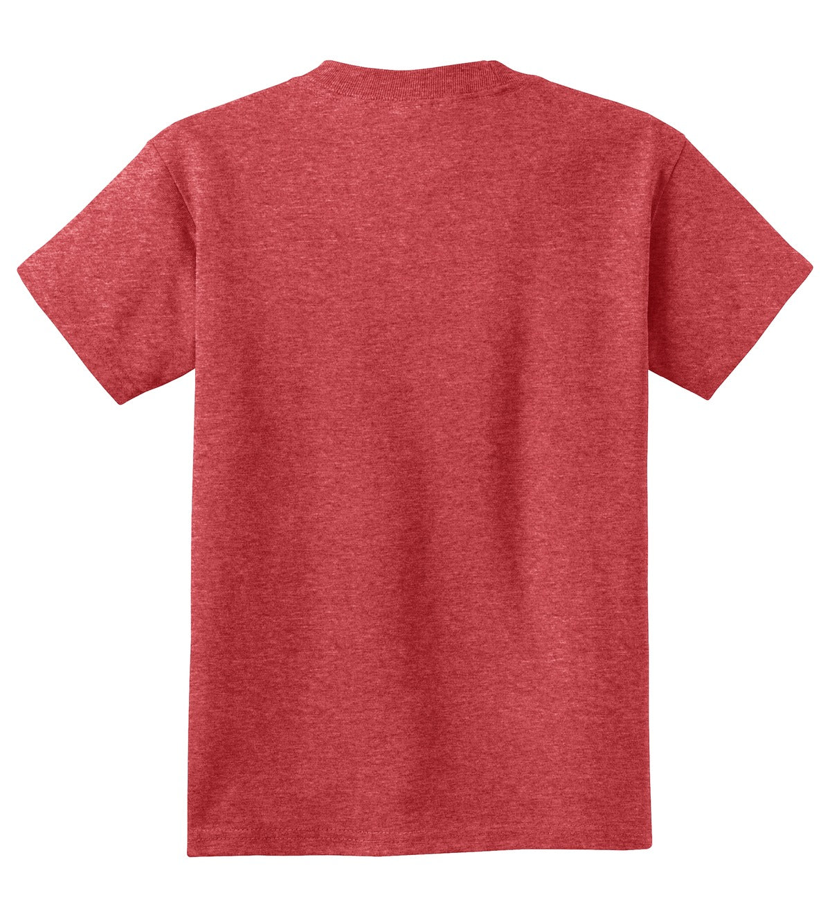 Rear View of Heather Red Port & Co Youth Core Cotton Tee. PC54Y plain