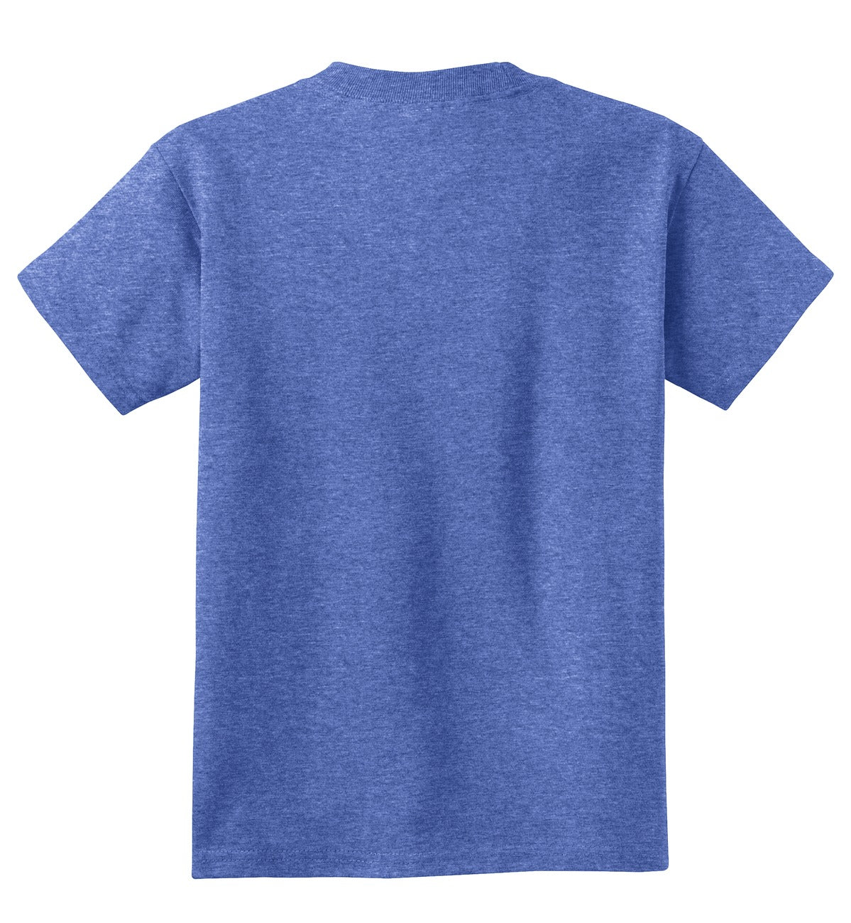 Rear View of Heather Royal Port & Co Youth Core Cotton Tee. PC54Y plain