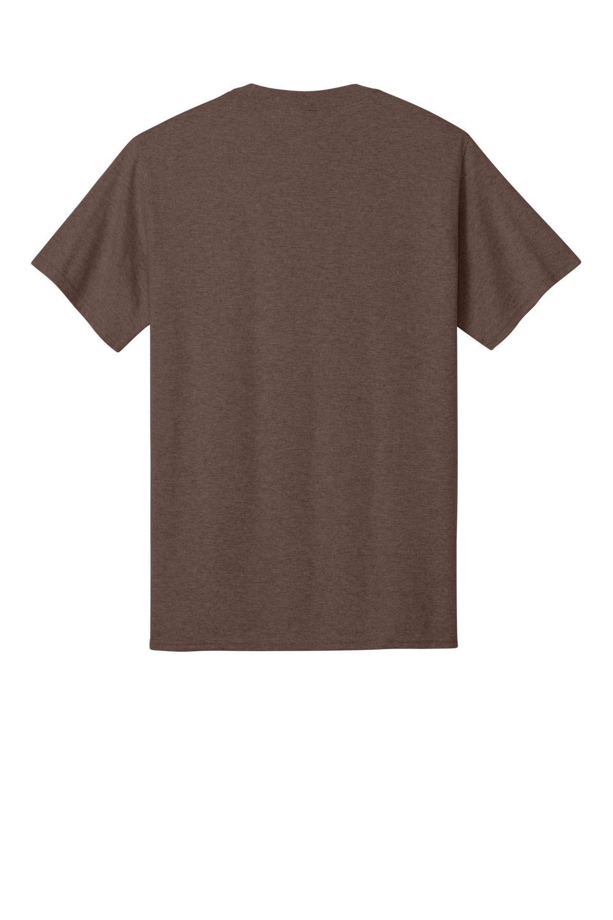 Rear View of HtDkChocBr Port & Co Core Cotton Tee. PC54 plain