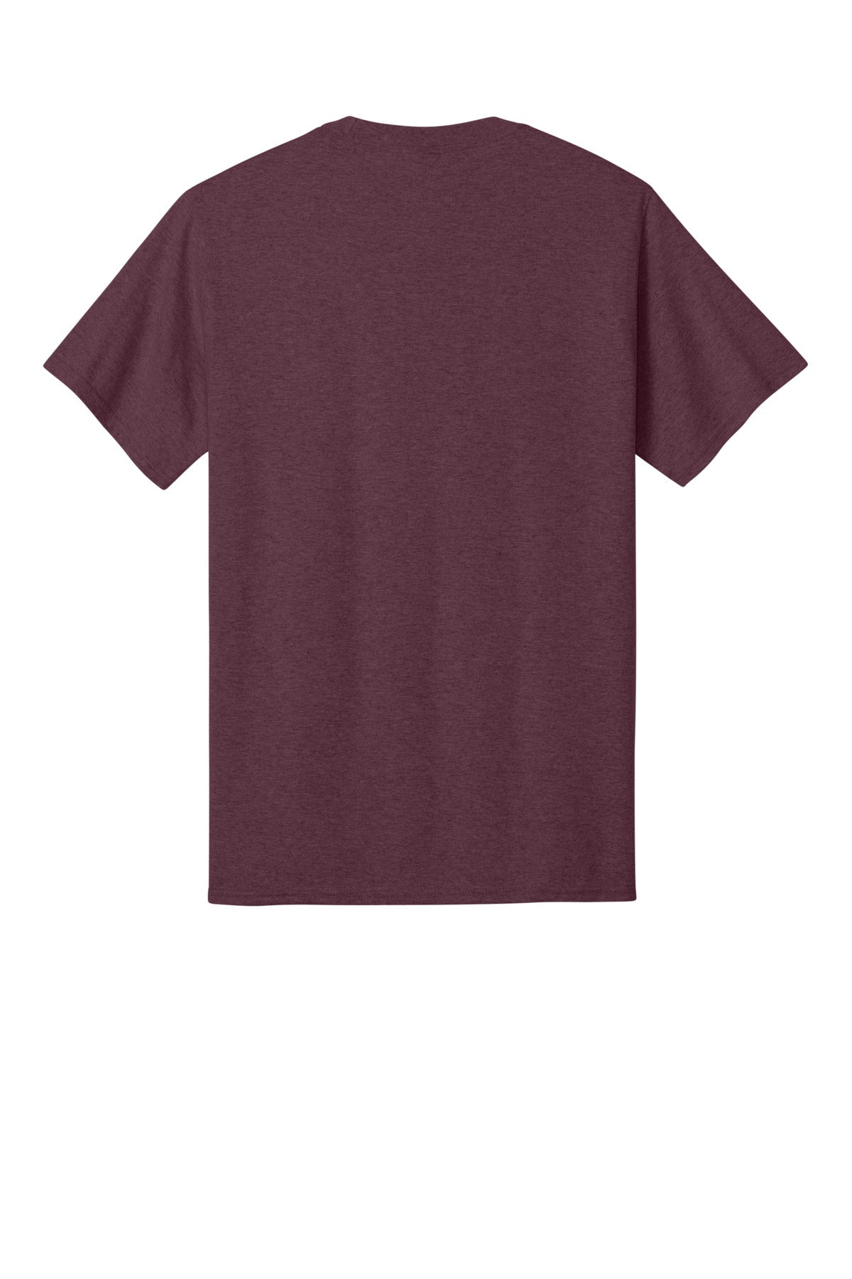 Rear View of Hthr Ath Mroon Port & Co Core Cotton Tee. PC54 plain