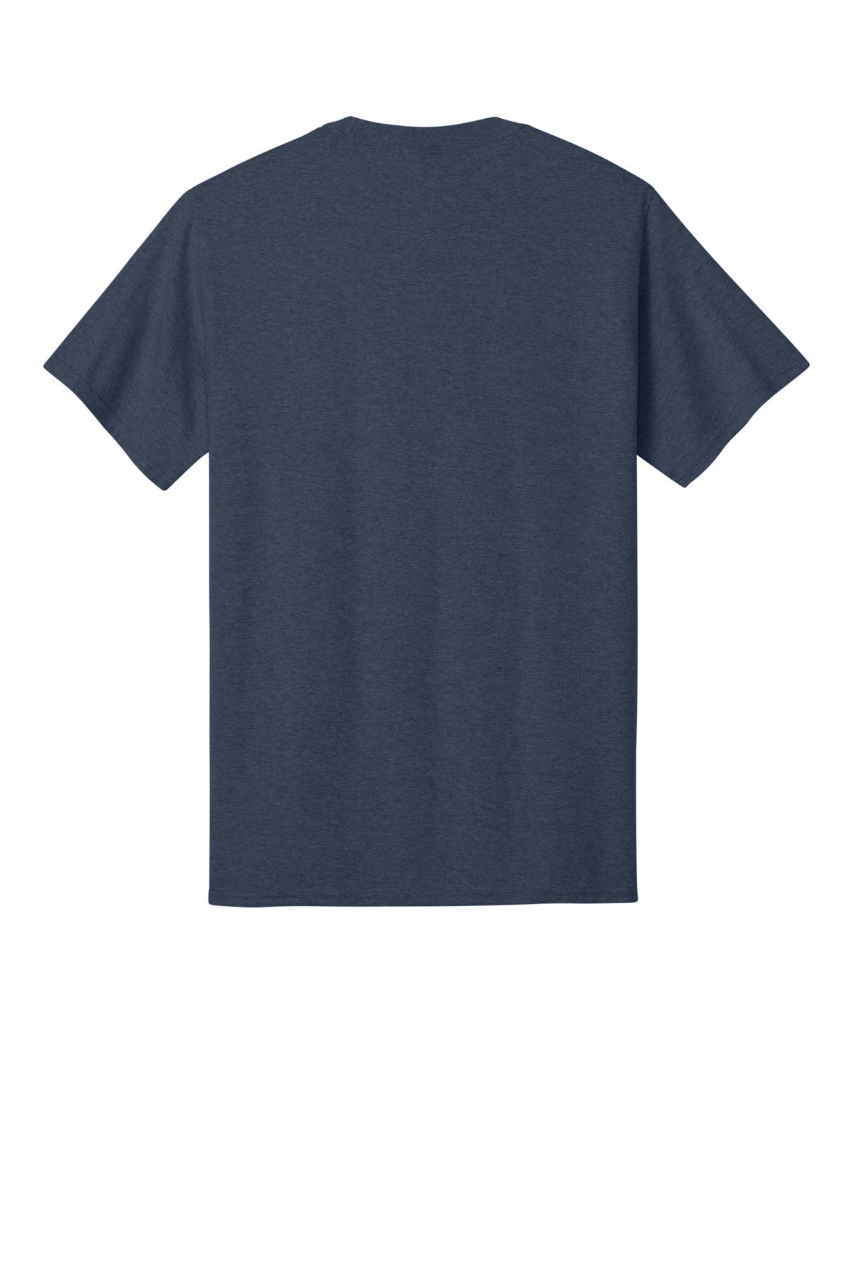 Rear View of Hthr Navy Port & Co Core Cotton Tee. PC54 plain