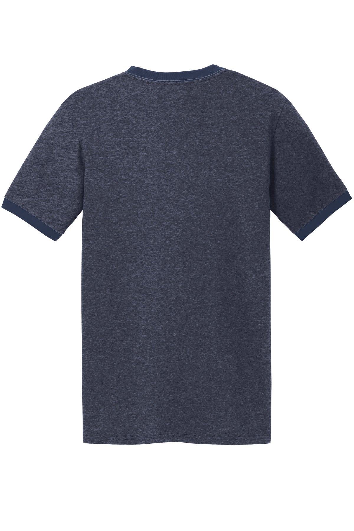 Rear View of Hthr Navy/Navy Port & Co Core Cotton Ringer Tee. PC54R plain