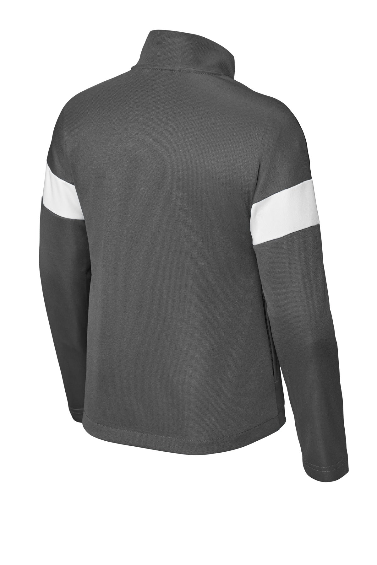 Rear View of IrGy/White Sport-Tek Youth Travel Full-Zip Jacket YST800 plain