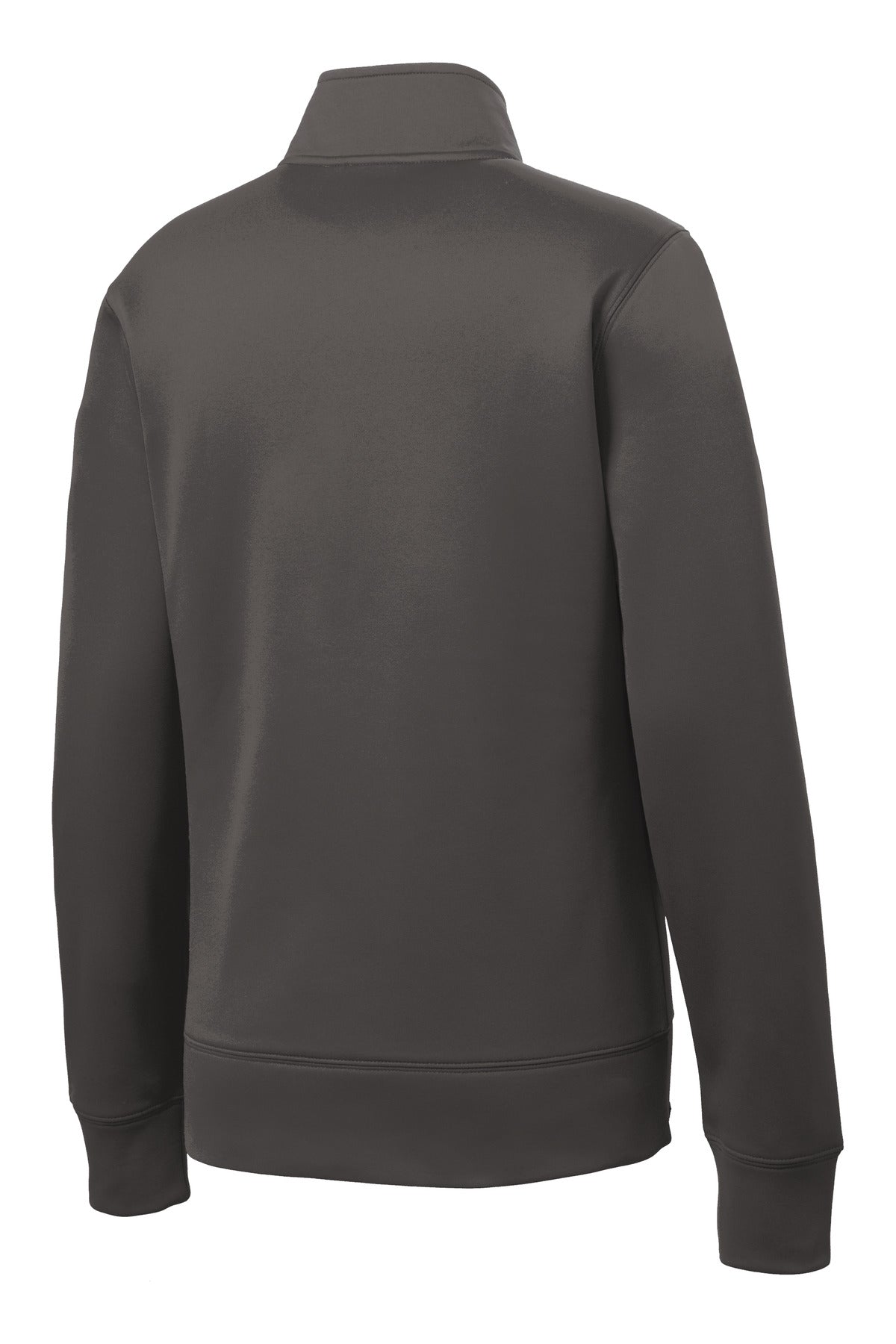 Rear View of IronGrey Sport-Tek Women's Sport-Wick Fleece Full-Zip Jacket. LST241 plain