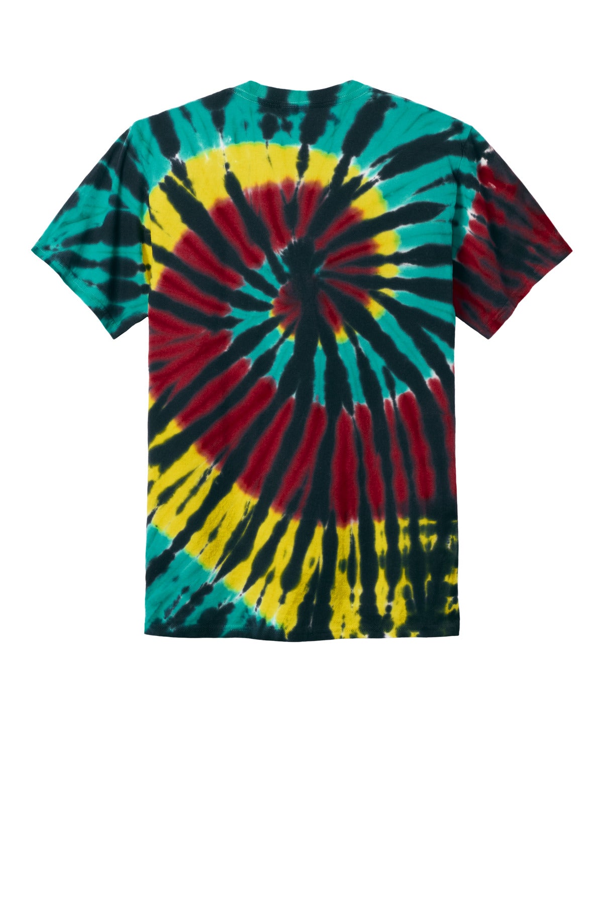 Rear View of IslandSprl Port & Co Tie-Dye Tee. PC147 plain