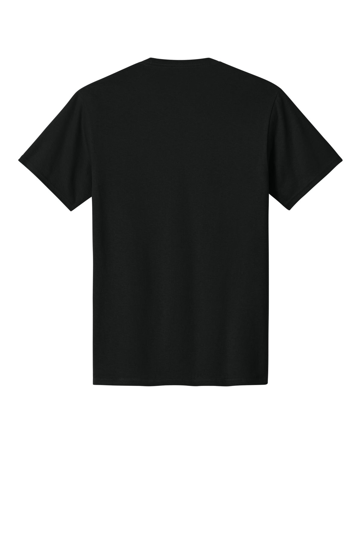 Rear View of Jet Black Port & Co Core Cotton Tee. PC54 plain