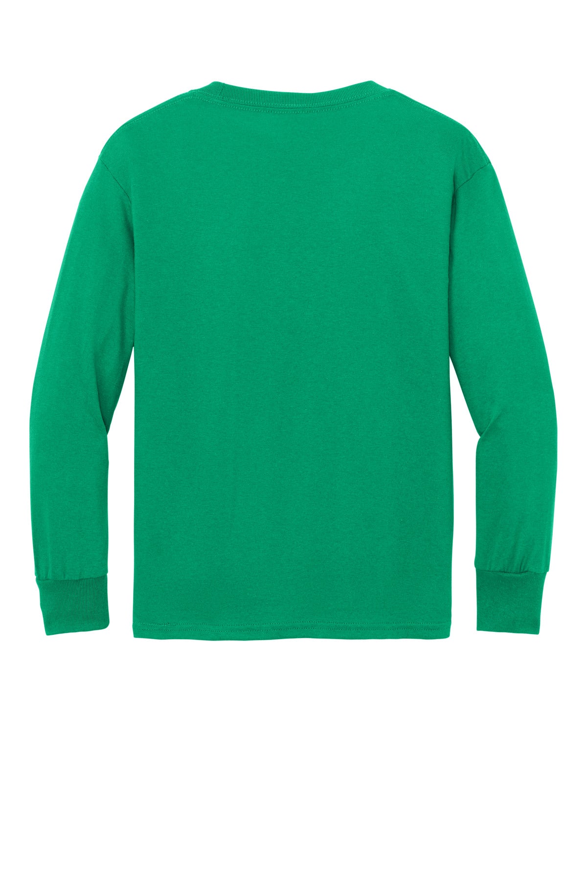 Rear View of Kelly Port & Co Youth Long Sleeve Core Cotton Tee. PC54YLS plain