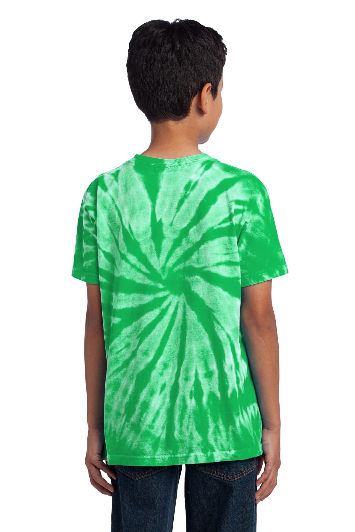 Rear View of Kelly Port & Co Youth Tie-Dye Tee. PC147Y plain