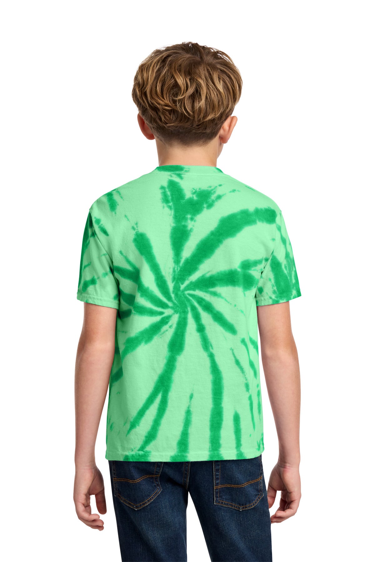 Rear View of Kelly Port & Co Youth Tie-Dye Tee. PC147Y plain
