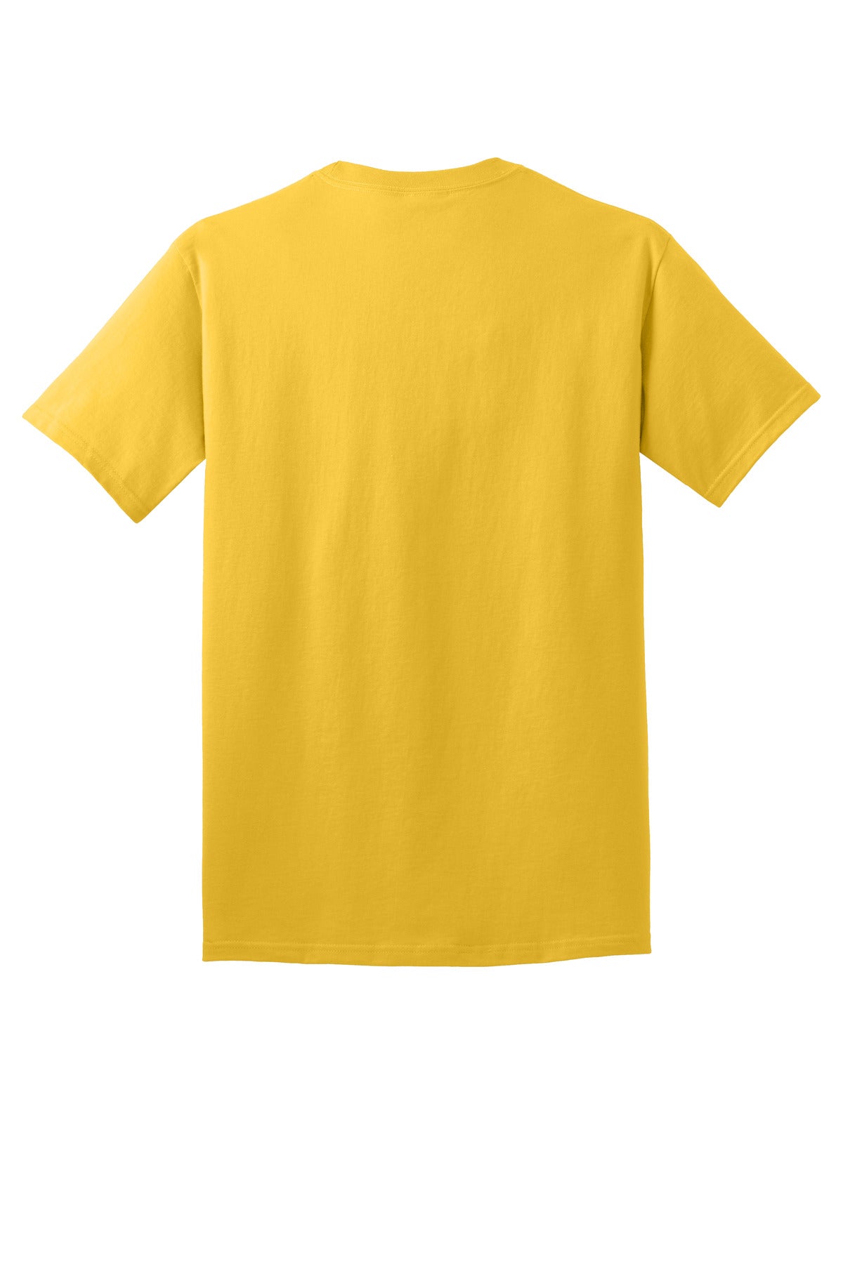 Rear View of LemonYllw Port & Co Core Cotton Tee. PC54 plain
