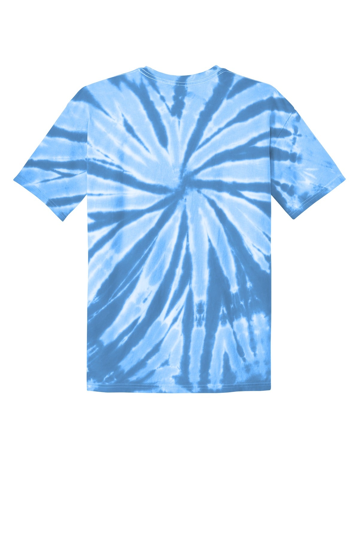 Rear View of Light Blue Port & Co Tie-Dye Tee. PC147 plain