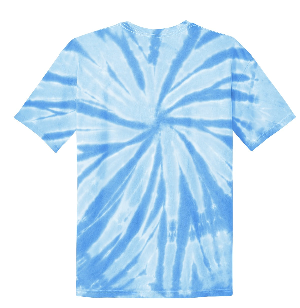 Rear View of Light Blue Port & Co Youth Tie-Dye Tee. PC147Y