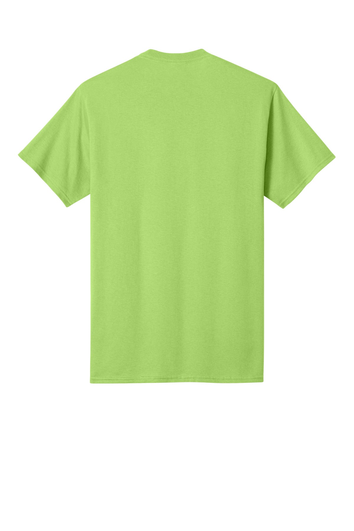 Rear View of LIME Port & Co Core Cotton Tee. PC54 plain