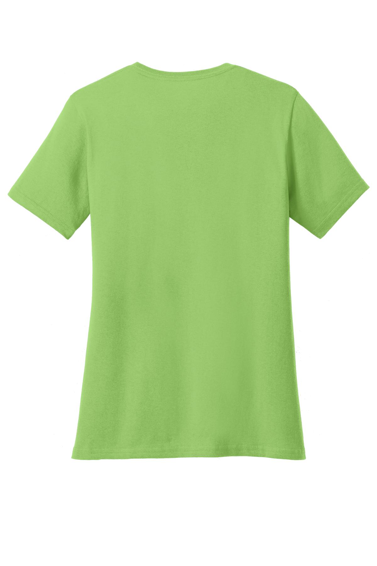 Rear View of Lime Port & Co Women's Core Cotton V-Neck Tee. LPC54V plain