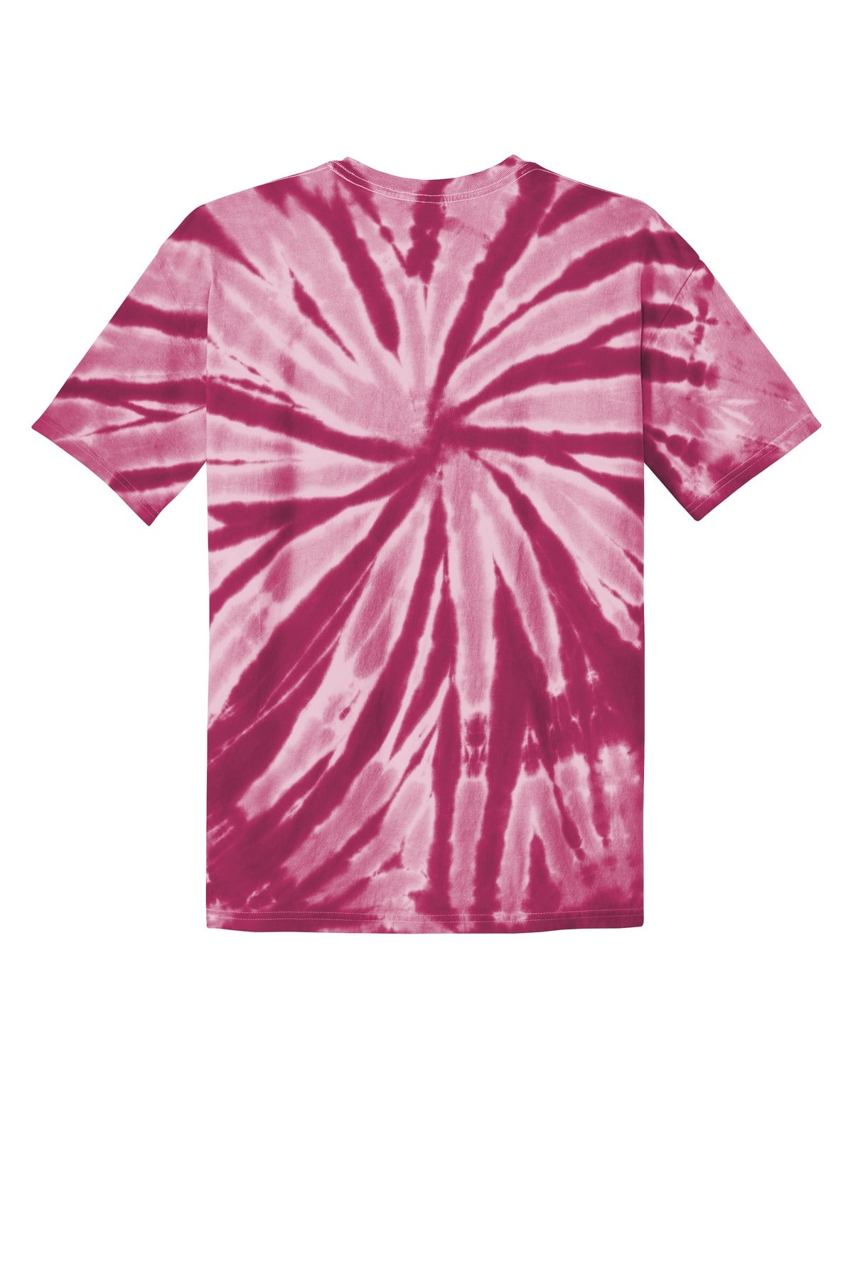 Rear View of Maroon Port & Co Tie-Dye Tee. PC147 plain