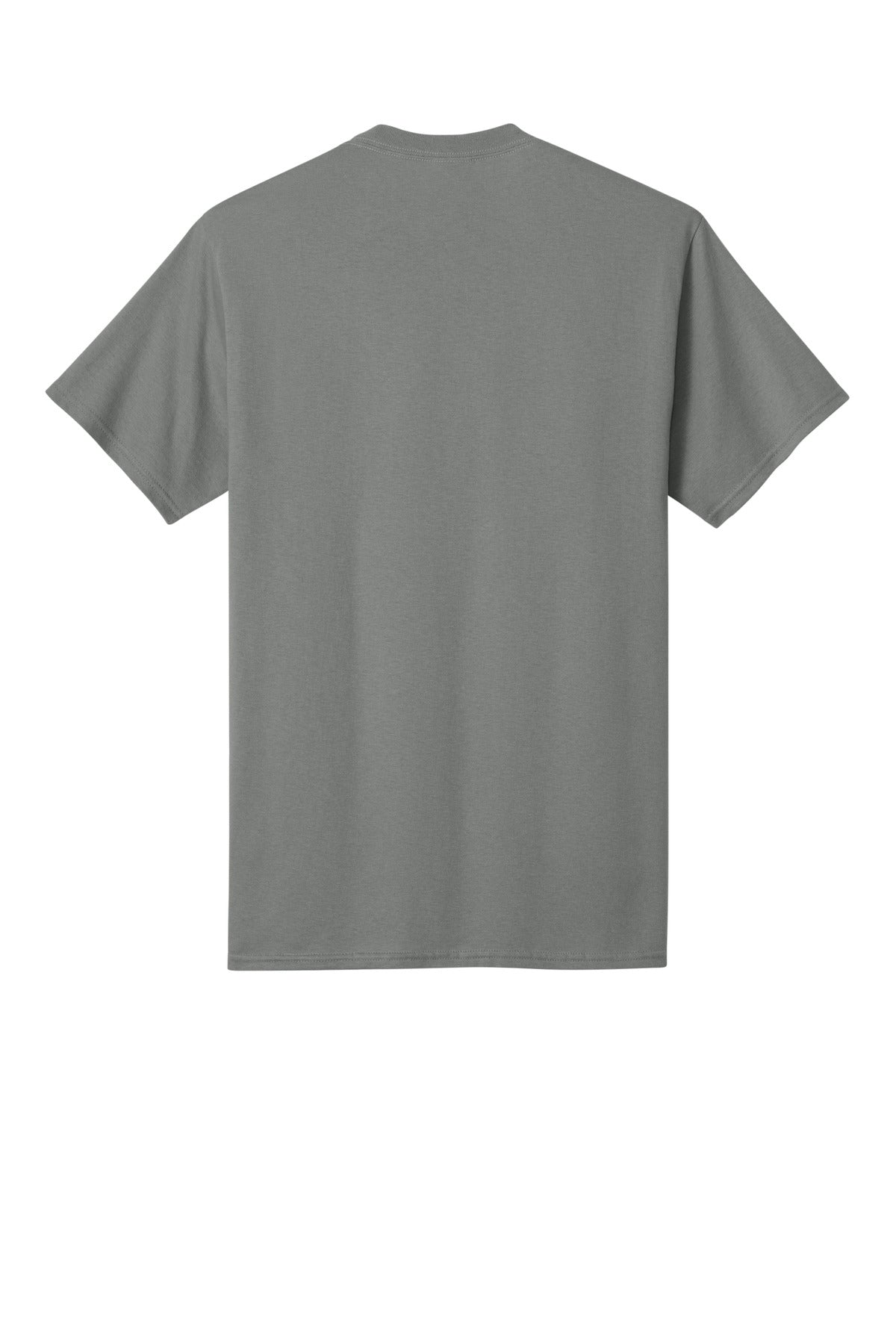 Rear View of Medium Grey Port & Co Core Cotton Tee. PC54 plain