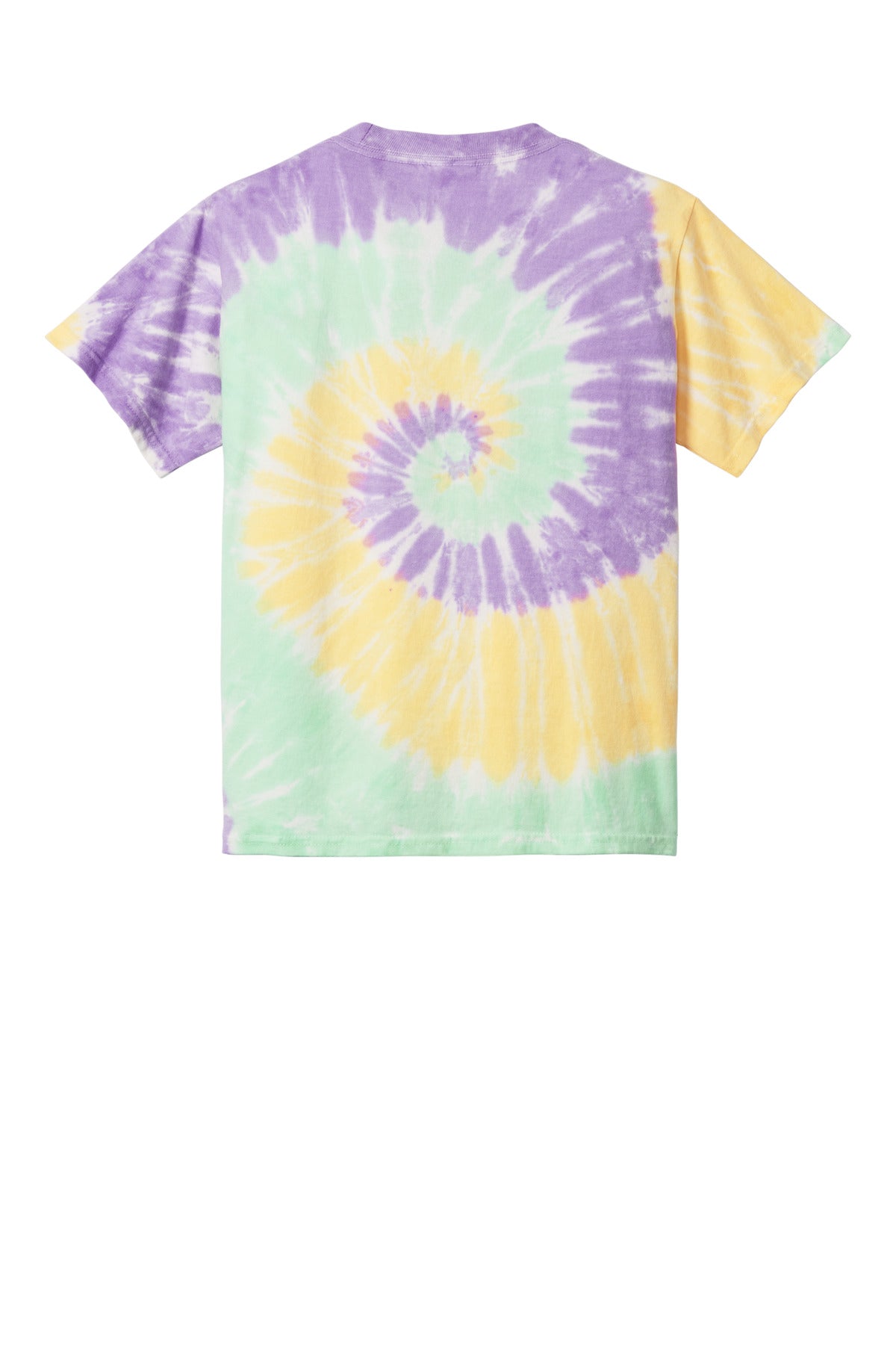 Rear View of MintRnbw Port & Co Youth Tie-Dye Tee. PC147Y